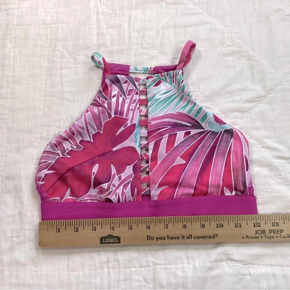 Nike Hawaiian Tropical Floral Ladder High Neck Sports Bra Small‎